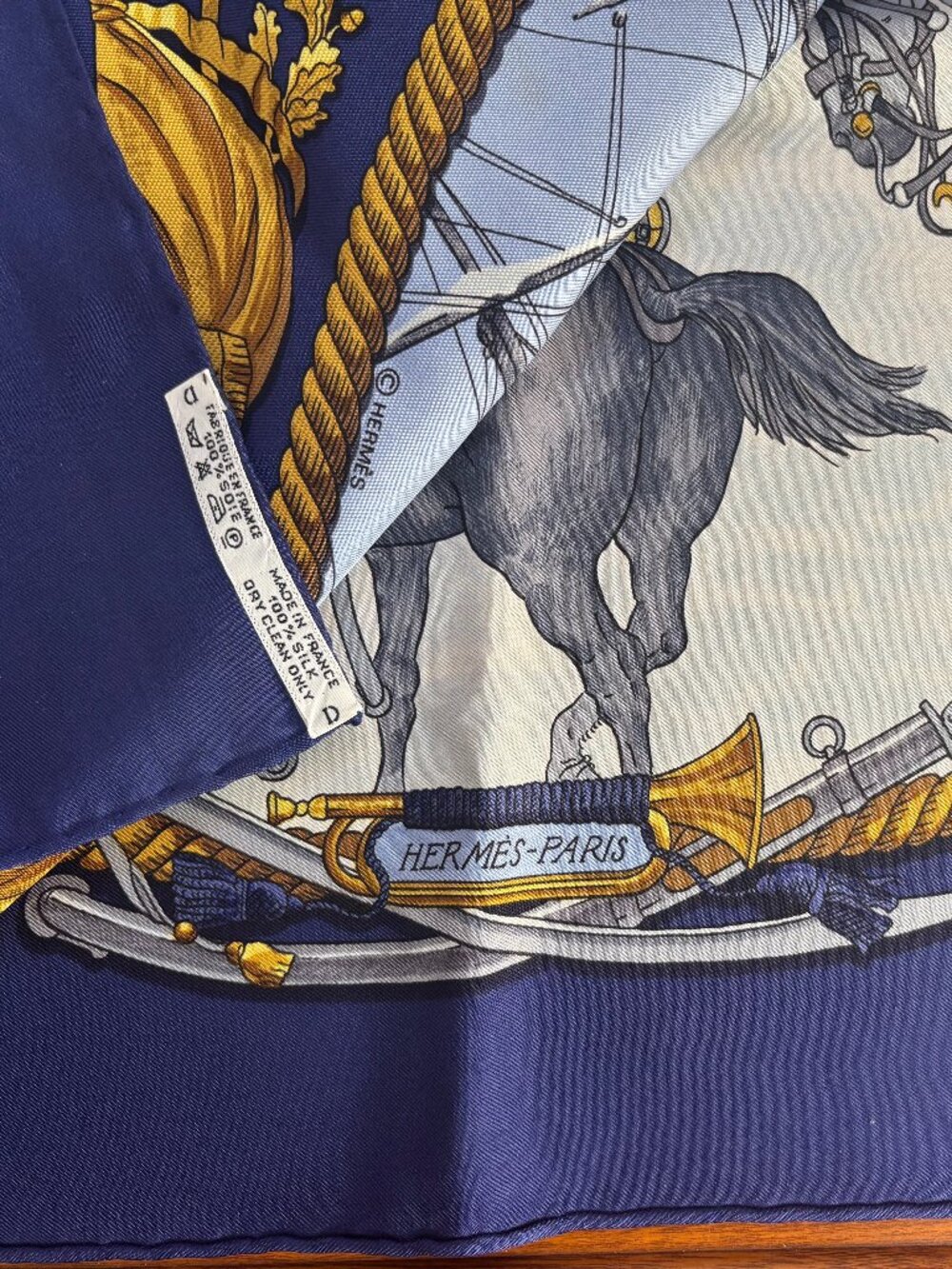 Hermes scarf Carre 90 Navy Blue Silk100%